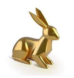 Golden Rabbit Bunny 3d Icon 2023 Symbol