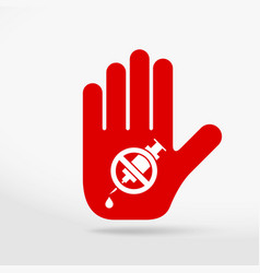 No Drugs Allowed Prohibition Sign Stop Hand Icon