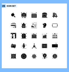 Set 25 Solid Glyphs On Grid For Book Home