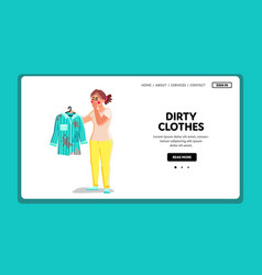 Dirty Clothes Holding Woman With Disgust