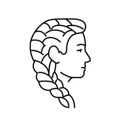 French Braid Hairstyle Female Line Icon