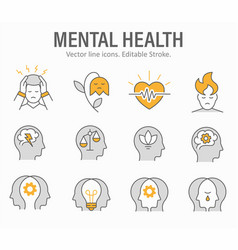 Mental Health Icons Such As Anxiety Therapy