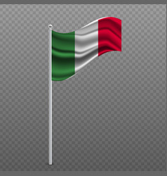 Italy Waving Flag On Metal Pole