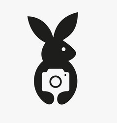 Rabbit Camera Logo Negative Space Concept