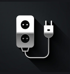 Silver Electric Extension Cord Icon Isolated