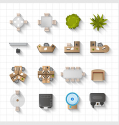 Office Interior Icons Top View Interior