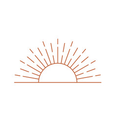 Sunset Or Sunrise Boho Logo Sunshine Rays Icon