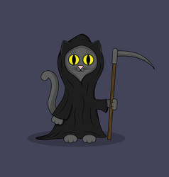 Cute Cat In Grim Reaper Costume Halloween Night