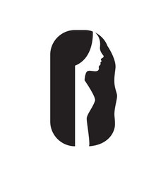 Long Hair Women Badge Icon Logo