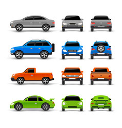 Cars Side Front And Back Icons Set Side