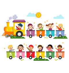 Preschool Kids With Train Numbers