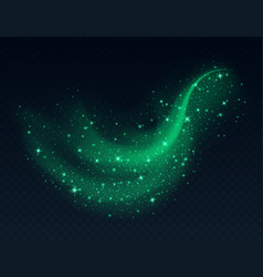 Green Dust Cloud With Sparkles Isolated On Dark