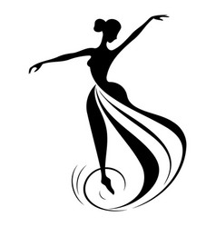 Black Silhouette Of Ballerina On White Background