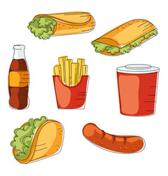 Fast Food Icon Pattern Restaurant Wallpaper