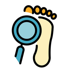 Foot Print Under Magnifier Icon Color Outline