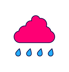 Filled Outline Cloud With Rain Icon Isolated On