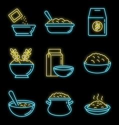 Oatmeal Icons Set Neon