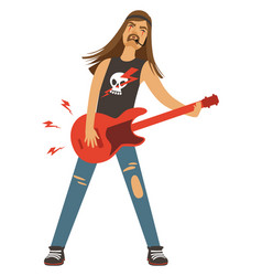 Rock Musician Play Electric Guitar Cartoon