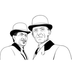 Wright Brothers Portrait In Line Art