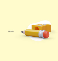 Colorful Poster With Big Pencil And Sharpener 3d