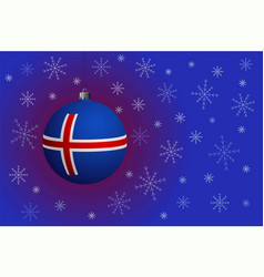 Blue Christmas Ball With Flag Iceland