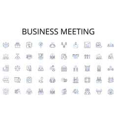 Business Meeting Line Icons Collection Leader