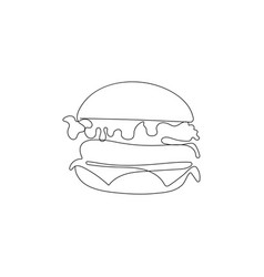 One Line Drawing Of Burger Fast Food