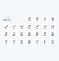 25 Mobile Apps Line Icon Pack