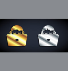 Gold And Silver Student Working At Laptop Icon