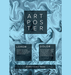 Modern Blue Silver Marble Art Poster Template