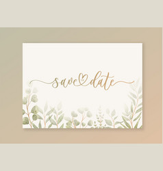 Save The Date Card With Green Watercolor Botanical