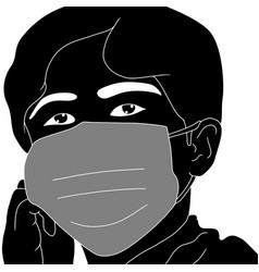 Young Boy Face Closeup With Mask Silhouette