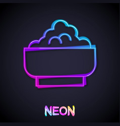 Glowing Neon Line Rice In A Bowl Icon Isolated