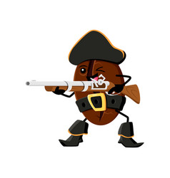 Cartoon Coffee Bean Pirate Character With Musket