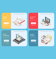 Isometric Architect Banners Set