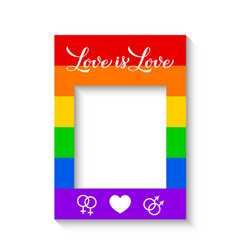 Lgbt Photo Booth Frame Isolated On White Rainbow