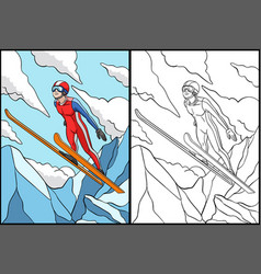 Ski Jumping Coloring Page Colored