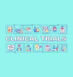 Clinical Trials Word Concepts Blue Banner