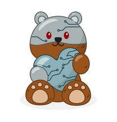 Cute Teddy Bear Robot Cartoon Icon Flat