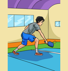 Pickleball Sport Colored Cartoon