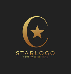 Abstract Initial Letter C Star Logo Gold A Letter