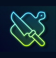 Glowing Neon Line Cutting Board And Knife Icon