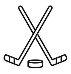 Hockey sticks and puck grey minimal logo design Vector Image