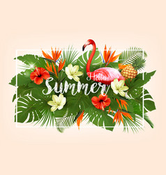 Flamingo background design tropical flowers Vector Image