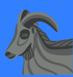 A Goat On Blue Background