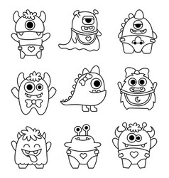 Cute Kids Monster Coloring Page Cartoon Kawaii