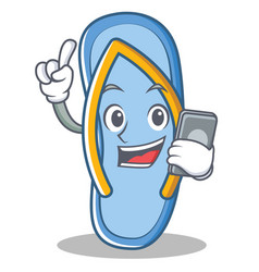 With Phone Flip Flops Character Cartoon