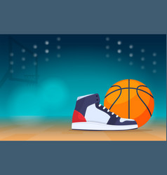 Basketball Ball With Sports Shoes On A Thematic