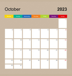 Calendar Page For October 2023 Wall Planner