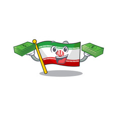 Confident Smiley Flag Iran Character With Money